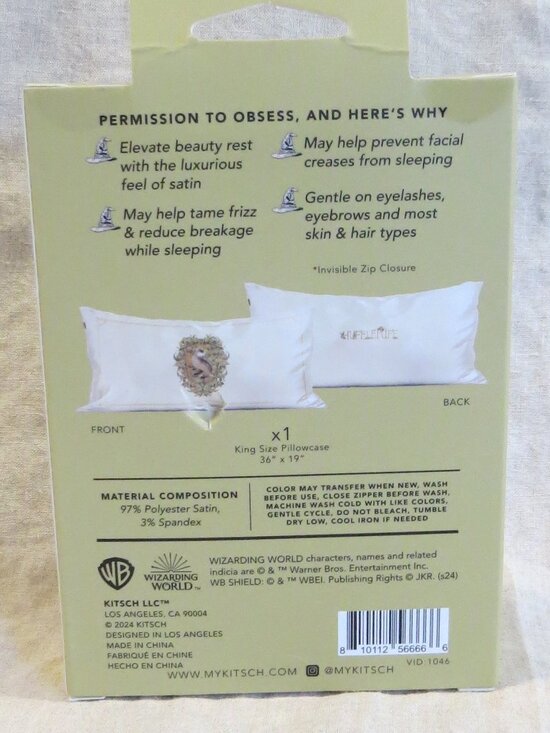 NEW Kitsch x Harry Potter Hufflepuff ~ The Satin Pillowcase - King - Picture 6 of 9